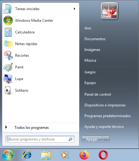 Menu Windows 7