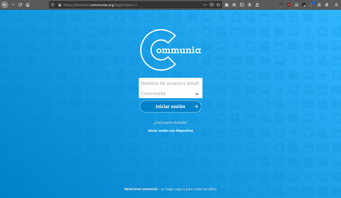 Imatge del loggin al web de nextcloud