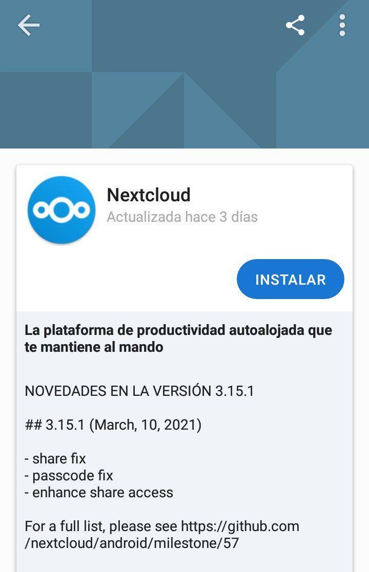 Nextcloud en F-Droid