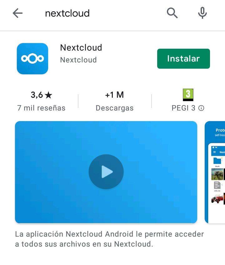 Nextcloud en playstore